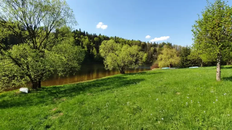 Klidná pláž pod CHATOU BUBLAČKOU s mírným vstupem do vody. Ideální ke koupání.